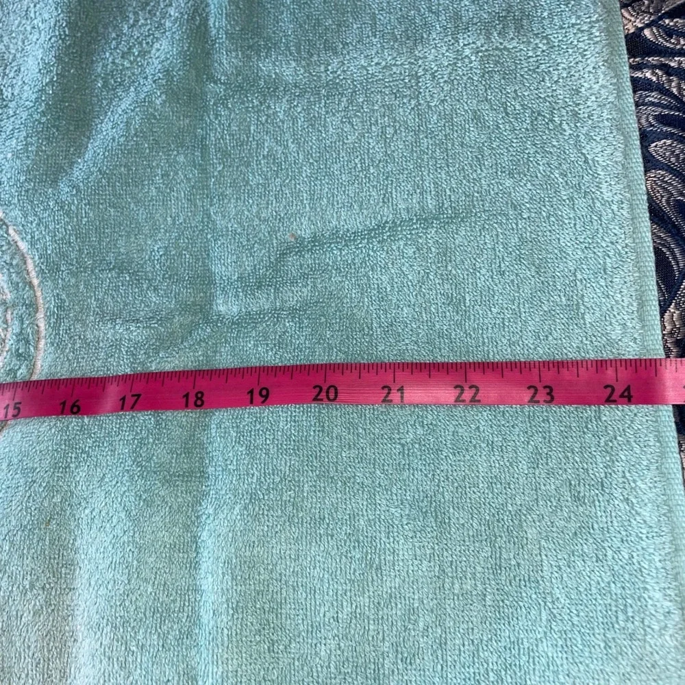 Vintage 1985 Martex Trousseau Nautilus Shell cotton Bath Towel Blue Made in‎ USA